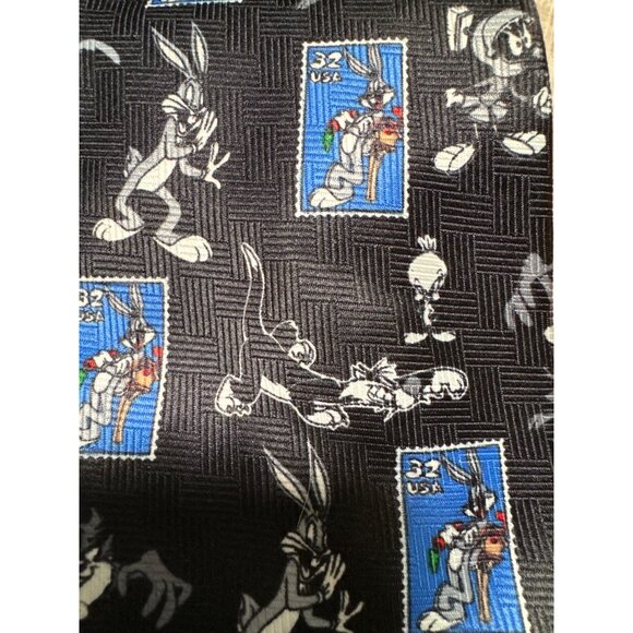 Looney Tunes Stamp Collection Ties By Warner Bros Mosiac Parquet Embossed Silk N - Picture 2 of 5